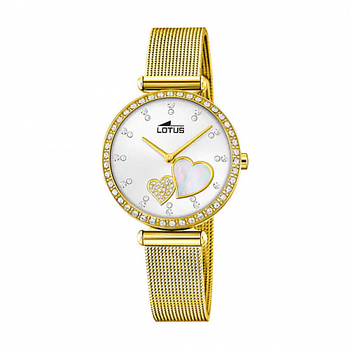 Lotus Women's White Bliss Stainless Steel Watch Bracelet - Gold-Tone